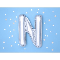 Balon "Litera N" 35cm, srebrny