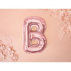 Balon "Litera "B", 35cm, różowe złoto
