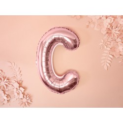 Balon "Litera C", 35cm, różowe złoto