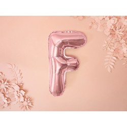 Balon "Litera F", 35cm, różowe złoto