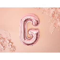 Balon "Litera G", 35cm, różowe złoto