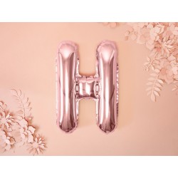Balon "Litera H", 35cm, różowe złoto