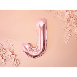 Balon "Litera J", 35cm, różowe złoto