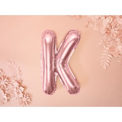 Balon "Litera K", 35cm, różowe złoto