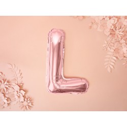 Balon "Litera L", 35cm, różowe złoto