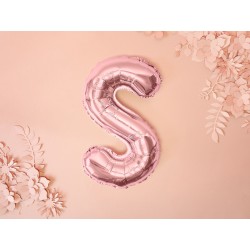 Balon "Litera S", 35cm, różowe złoto