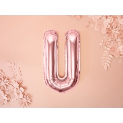 Balon "Litera U", 35cm, różowe złoto