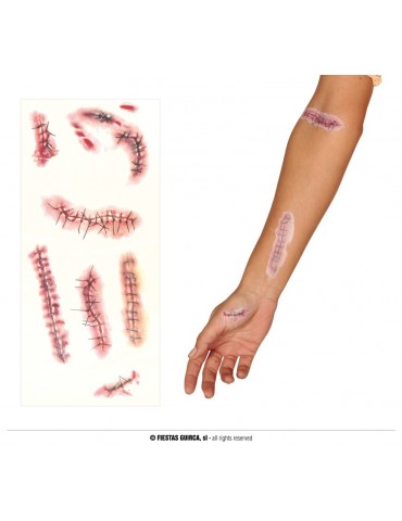 Tatuaże "Naklejane rany, skaryfikacja" cięcia mix