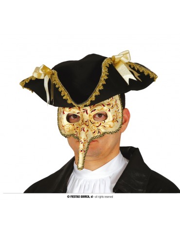 Maska Wenecka z Długim Nosem ZŁOTO - BEŻOWA