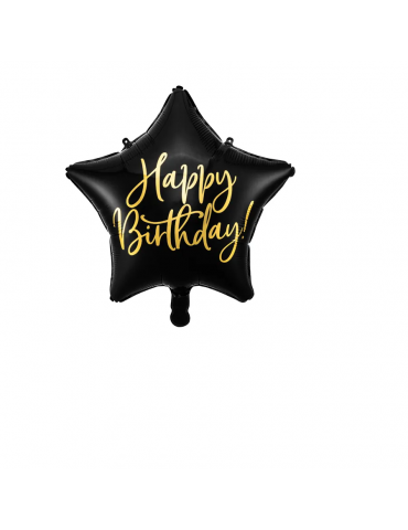Balon foliowy Happy Birthday!, czarny