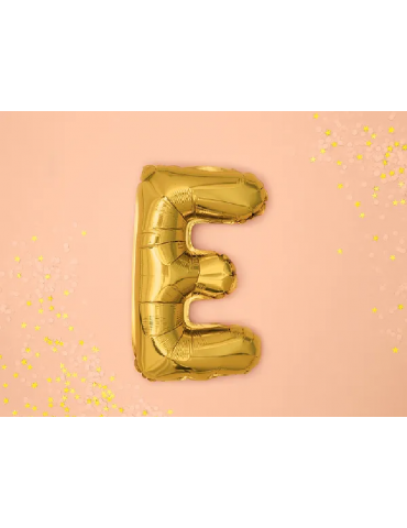 Balon foliowy Litera "E", 35cm, złoty