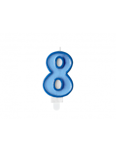 Świeczka urodzinowa Cyferka 8, niebieski, 7cm