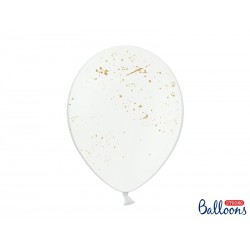 Biały pastelowy balon ze złotymi plamkami